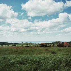 Scenic view of landscape against cloudy sky