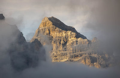 Scenic view of mountains against sky during winter