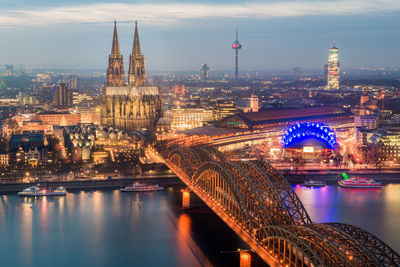 Cologne cathedral and hohenzollern bridge in cologne, germany