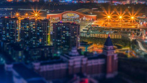 Illuminated city at night