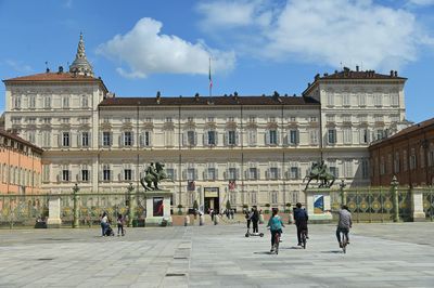 Group of people in front of building