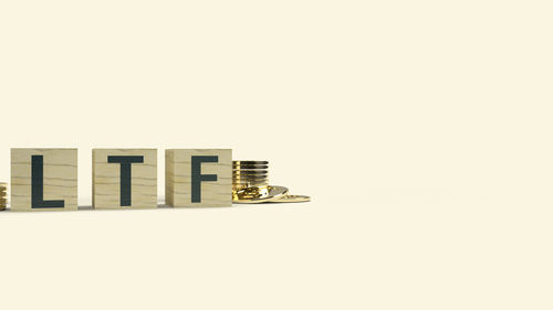 Close-up of toy car against white background