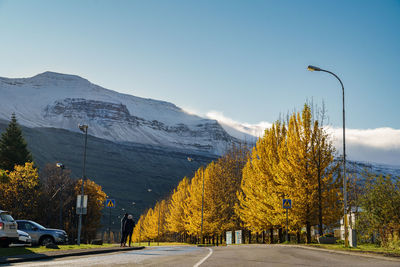 Road amidst plants and mountains against sky