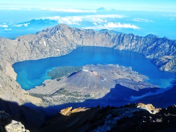 Aerial view of snowcapped mountains