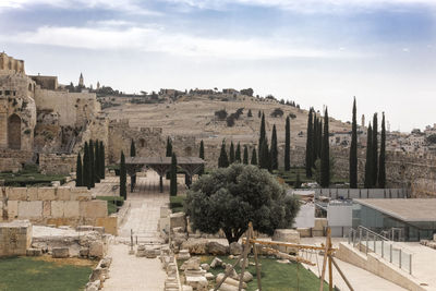 Panoramic view of historic building against sky. jerusalem 