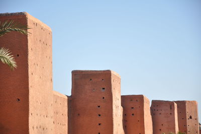 Low angle view of built structure against clear sky