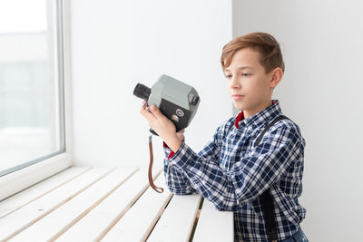 Boy looking at camera