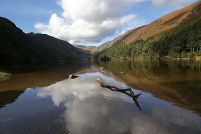 Scenic view of glendalough and mountains
