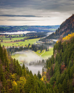 Scenic view of landscape against sky during autumn
