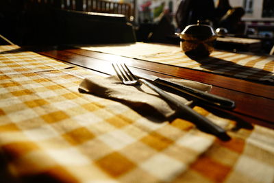 Close-up of objects on table