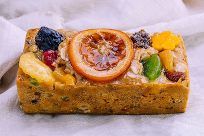 High angle view of cake