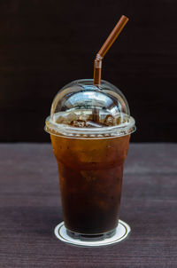 Close-up of drink in glass on table