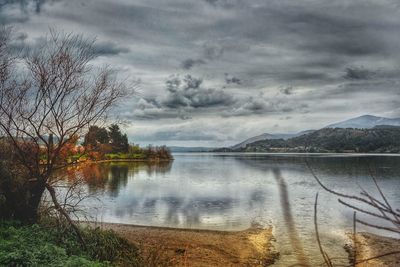 Scenic view of lake against sky