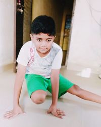 Boy dancing at home