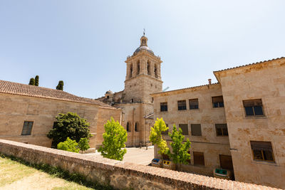 Low angle view of historic building against clear sky