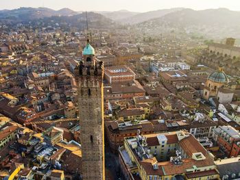 High angle view of townscape against sky