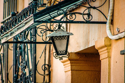 Street light on wall of building