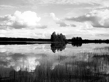 Scenic view of lake against sky