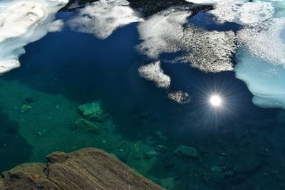 Sunlight falling on rock