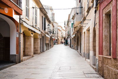 Empty streets of old town alcudia in spain.