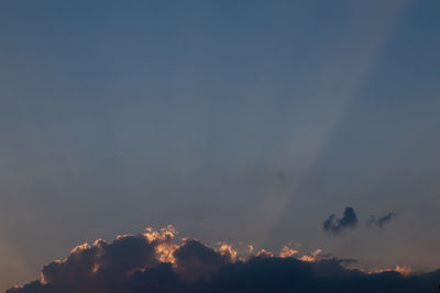 Low angle view of sky at sunset