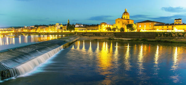 Illuminated buildings at waterfront