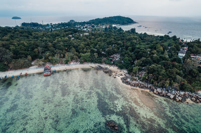 High angle view of sea against sky