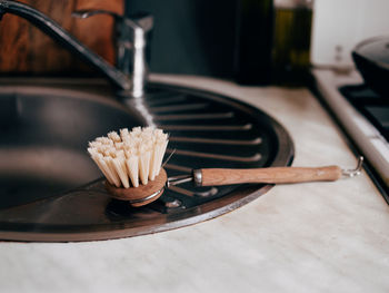 Dishwashing brush on the table