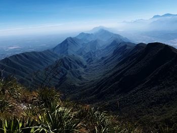 Scenic view of mountains against sky