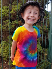 Portrait of smiling girl playing