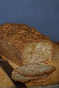 Close-up of bread on cutting board