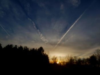 Low angle view of silhouette trees against sky during sunset