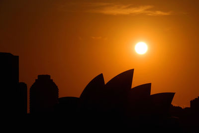 Silhouette buildings against sky during sunset