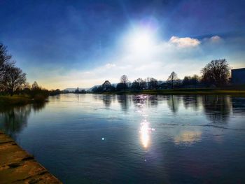 Scenic view of lake against sky