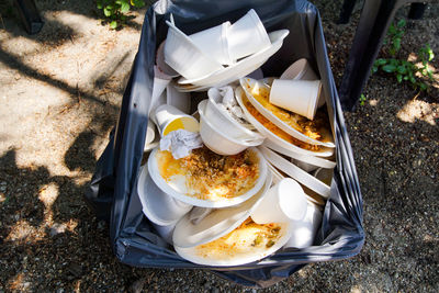 High angle view of food in plate