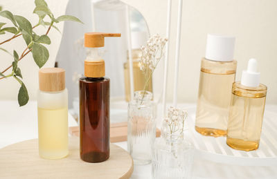 Close-up of bottles on table