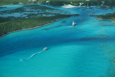 High angle view of man in sea