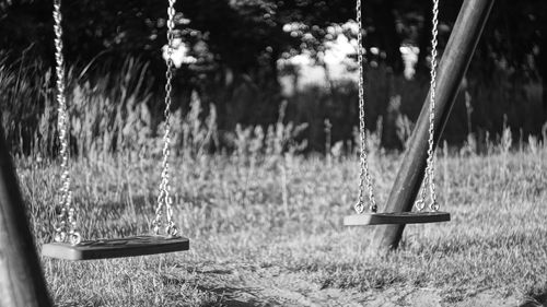 View of swing in park