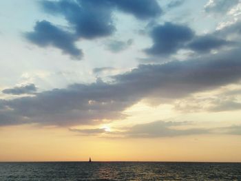 Scenic shot of calm sea at sunset