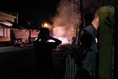 View of illuminated lights at night