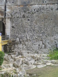 Stone wall of historic building