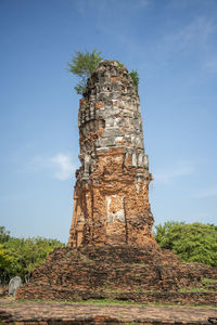 Low angle view of old ruins against sky