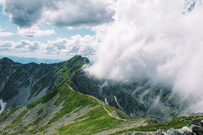 Scenic view of mountains against sky