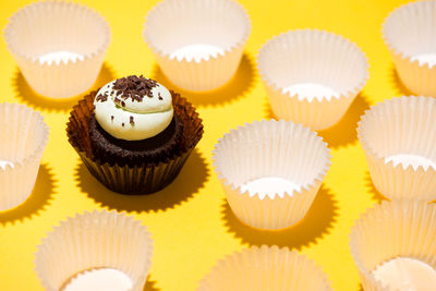Close-up of cupcakes on table