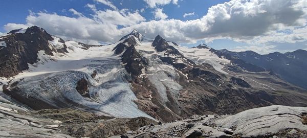 Wonderful panorama of the palla bianca surrounding glaciers, alto adige, italy