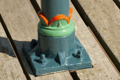 High angle view of drink on table