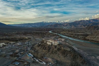 High angle view of landscape against sky