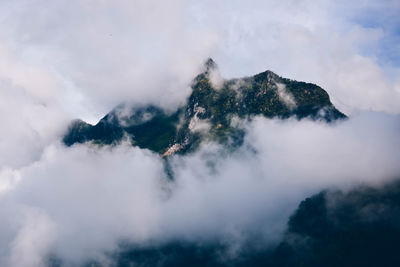 Scenic view of majestic mountains against sky