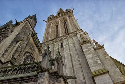 Low angle view of temple building against sky