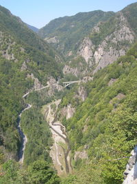 Scenic view of mountains against clear sky